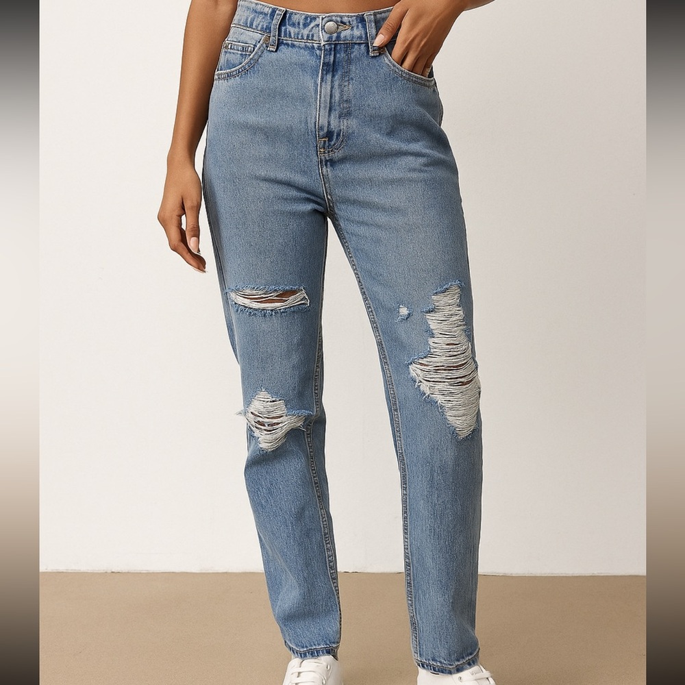 Rag & Bone Mid-Rise Ankle Cigarette Madison with Holes Distressed Jeans Sz 26